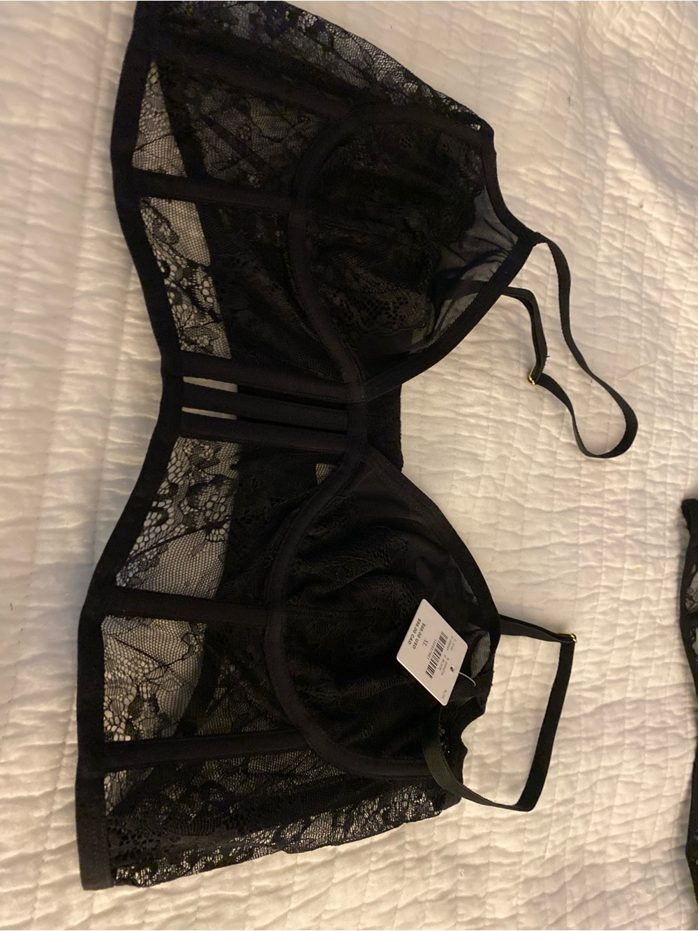 Anthropologie Black Sheer Lace Longline Bra